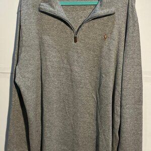Polo Ralph Lauren Jumper Mens XXL Grey Half Zip Pullover Sweater Estate Rib Pony